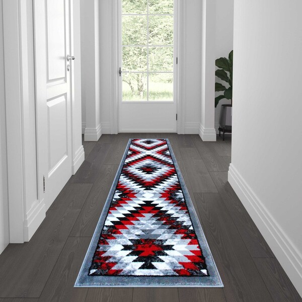 Flash Furniture Red 2' x 7' Diamond Patterned Area Rug OKR-RG1106-27-RD-GG - main